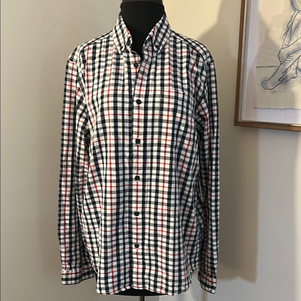 Patagonia | Plaid Organic Cotton Red White Blue Long Sleeve Shirt - medium